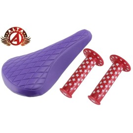 ALTA Purple Diamond Saddle & Red Star Grips BMX BIKES.