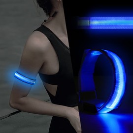 Purplecrystal Pulsera deportiva LED (Batería incluida)3 modos de iluminación,IP65 impermeable brazaletes intermitentes de seguridad,para corredores,ciclistas,corredores,campistas.35 × 2.5CM