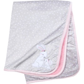 Gerber Baby Boys Girls and Neutral Newborn Infant Baby Toddler Nursery Soft Plush Blanket, Mommy & Me Bunny Grey, 30" x 40"