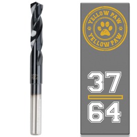 37/64 Inch Drill Bit for Metal - Industrial Grade M35 Cobalt Titanium Aluminum Nitrite - 37/64" Diameter & Total Length of 6" with Working Length of 3" Easily Drill Into Metal, Steel, & Aluminum