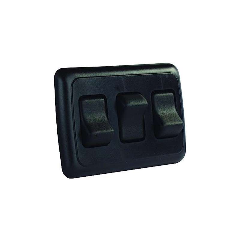 JR Products 12245 Black Triple SPST On-Off Switch with Bezel