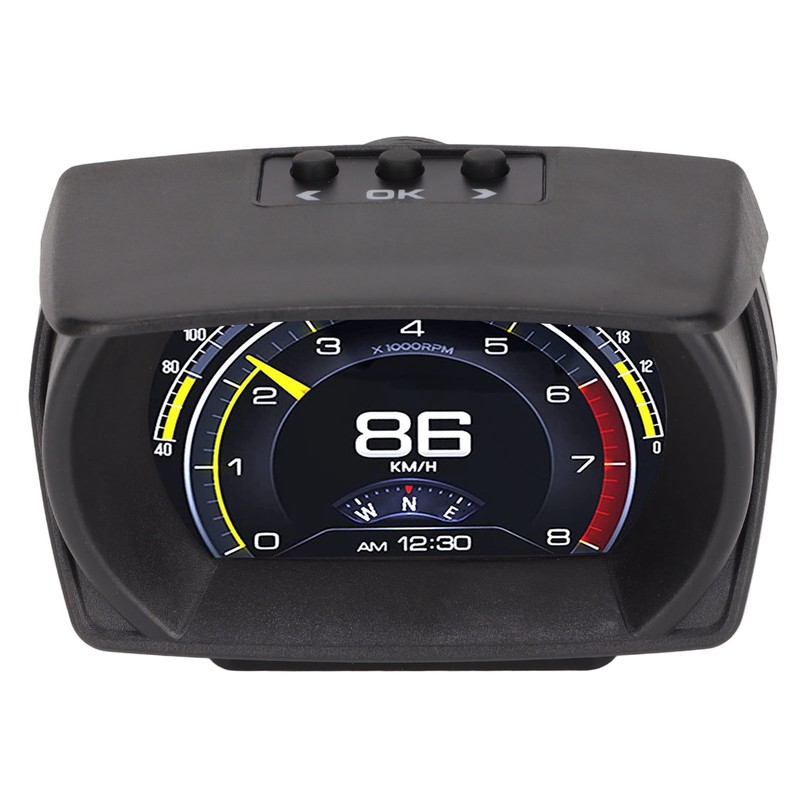 Black Vehicle HUD Display Multifunction OBD HUD Gauge 9 Alarm