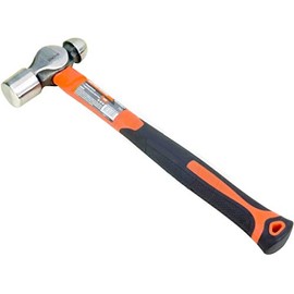 Edward Tools Ball Peen Hammer 16 oz. - Forged Fine Grain Steel Head - Ergonomic Rubber Cusion Grip - Fiberglass Shock Absorbing Shaft - Pein Hammer - Metal Work, Rounding, Blacksmith Hammer, Mechanics