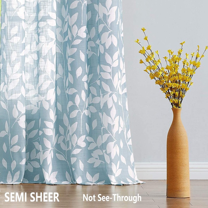 Treatmentex White Blue Curtains for Bedroom 72 inches Long Living