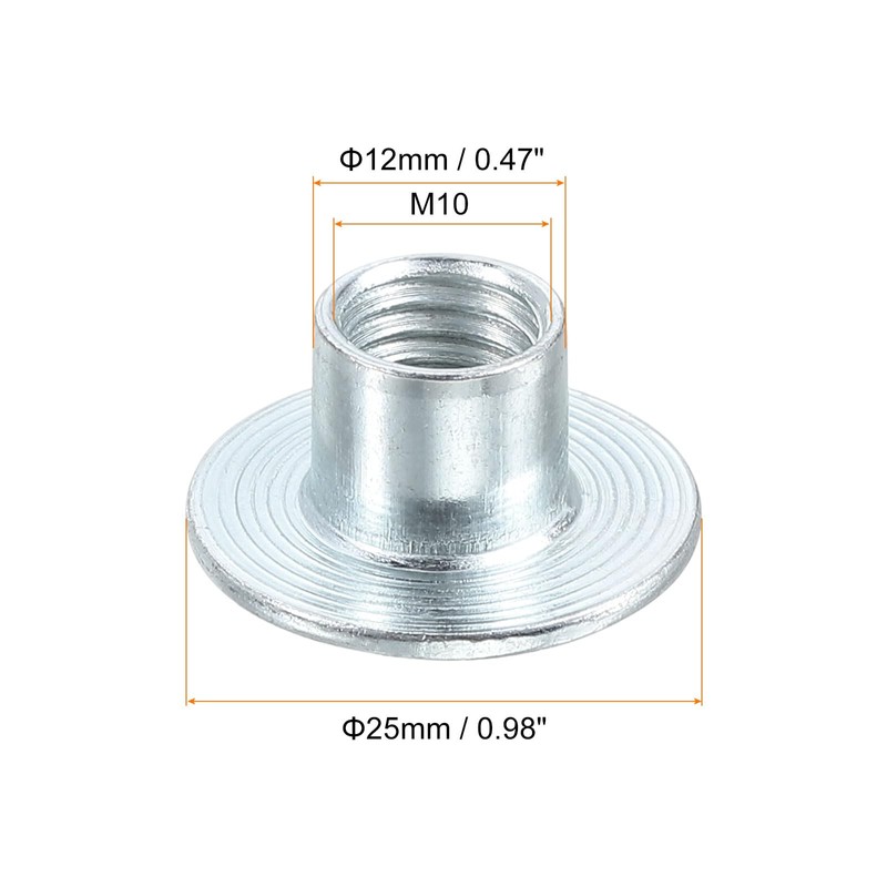 sourcing map M10 T-nuts, 24pcs Carbon Steel Tee Nut Round