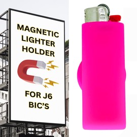 Magnetic Lighter Holder Case Sleeve for BIC Lighters | Strong Magnetic Attachment | Includes Silicone Holder with Magnet | Lighter Not Included (Hot Pink)