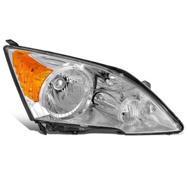 Auto Dynasty Headlights Assembly Compatible with 2007-2011 Honda CR-V, Passenger Right Side Halogen Headlamp Replacement, OEM Factory Style HO2503129, SAE/DOT Approved, Chrome Housing Amber Corner