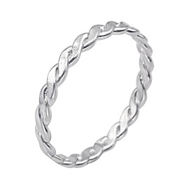 Silverly Sterling Silver Braided Ring - 925 Solid Silver Stacking Rings for Women - Minimalist Woven Band - Stackable Braid Design - Luxury Gift for Daughter - Simple Boho Jewellery With Knotwork