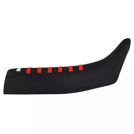 Enjoy MFG 1984-2002 HONDA XR 200 R SEAT COVER   all BLACK/BRIGHT RED rib #340 LOGO
