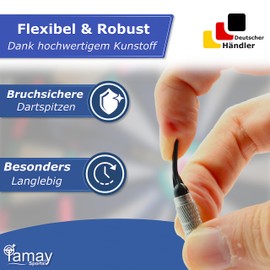 Tamay Plastic Dart Tips, Pack of 1000, Premium Soft Dart Tips, Short Tip, 2BA Thread, Dart Tips, Soft Darts, Replacement Tips, Particularly Stable and Durable, Made in Europe (1000)