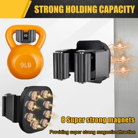 Magnetic Broom and Mop Holder Wall Mounting, Broom Holder Wall, Garden Tool Holder for Garage, Workshop, Kitchen, Laundry, Pack of 2