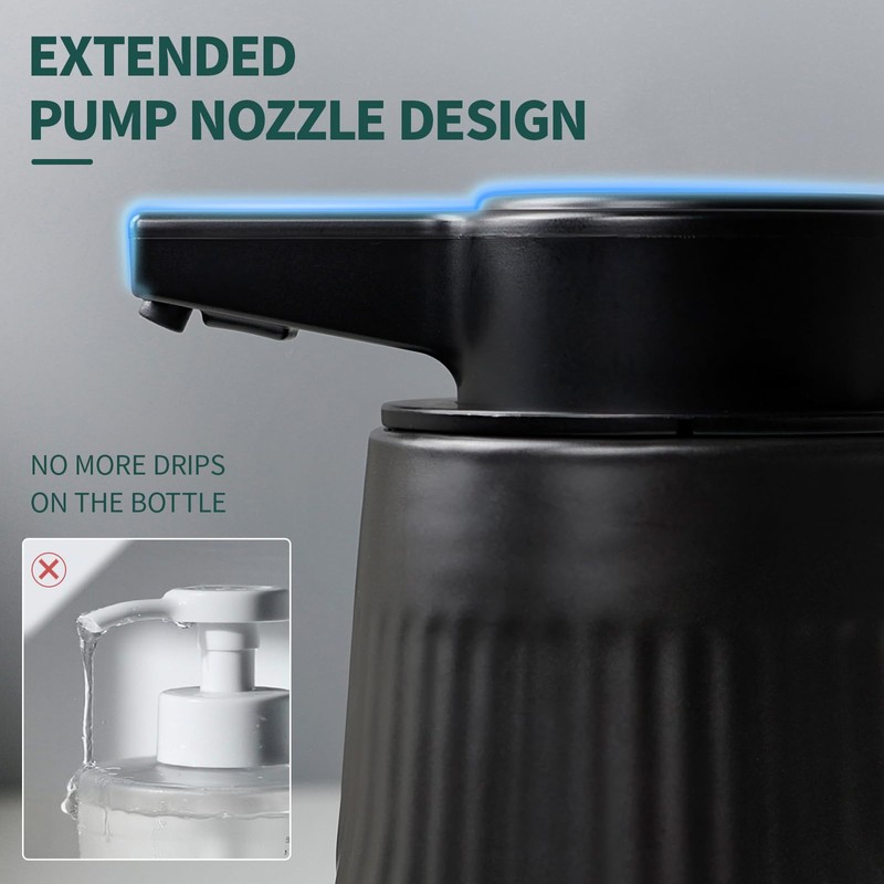BosilunLife Ceramic Automatic Soap Dispenser,3 Adjustable Levels,Black,10oz