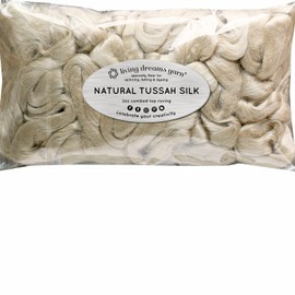 Tussah Silk Fiber for Soap Making, Spinning, Blending, Felting, Dyeing, and Paper Making. Premium Grade Natural White Combed Top Roving.
