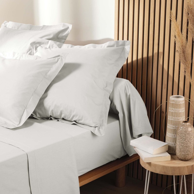 douceur d'intérieur, Biolina Fitted Sheet (140 x 190 cm) White,