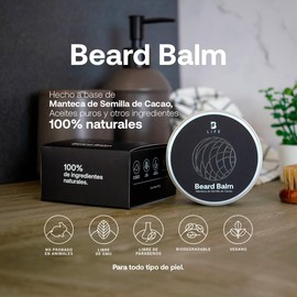 Bálsamo para Manejo y Fortalecimiento de Barba de 150 g. Ingredientes 100% Naturales, Cera para Bigote y Barba. Beard Balm B Life.