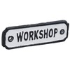 Workshop Cast Iron Small Sign Plaque Door Wall House Gate