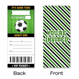 brayqu Soccer Birthday Invitations Boy Soccer Ticket Party Invitations Fill-in (20 Invitation Cards with Envelopes)