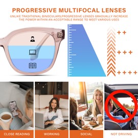 ZESAKER Progressive Multifocus Reading Glasses for Women Men Oversized Anti Blue Light Blocking Readers Square Eyeglasses (Tortoise+ Blue+ Light Brown, 2.0)