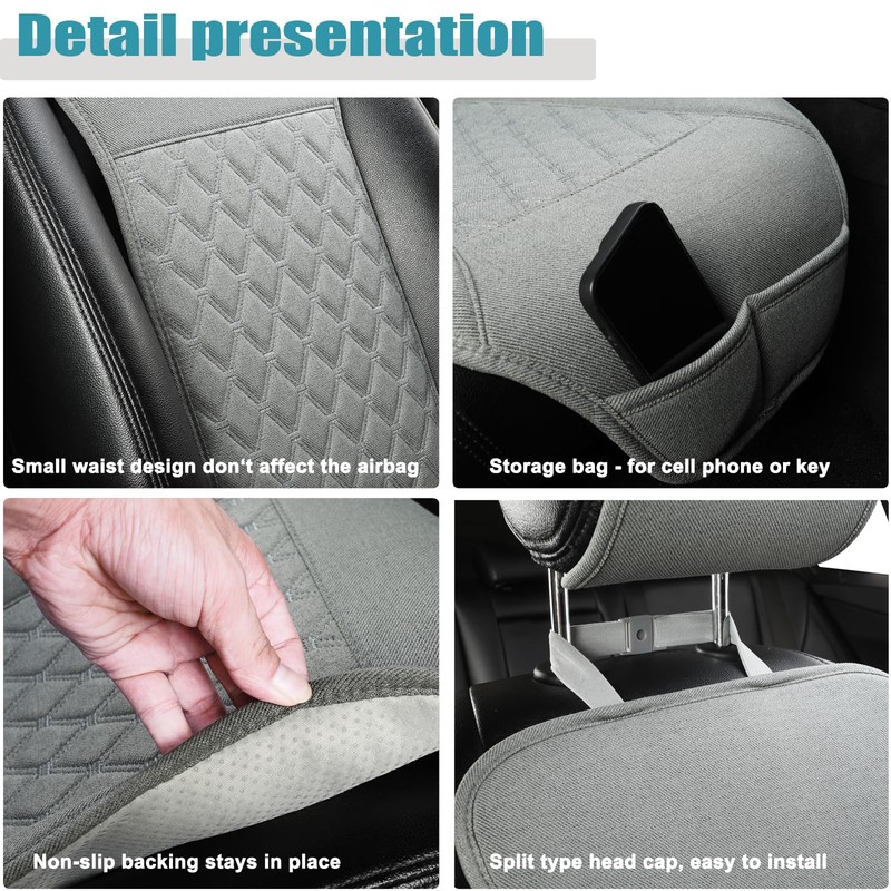 West Llama Linen Car Seat Covers-Breathable & Soft-Front Car Seat