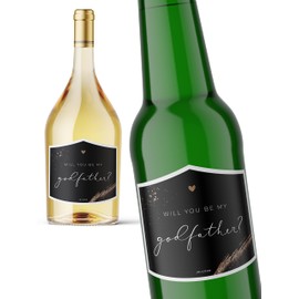 JoliCoon Will You be My Godfather Bottle Label - Godmother Proposal Bottle Label