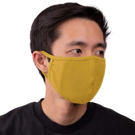 Auliné Collection Made in USA Cotton Fabric Washable Reusable Filter Pocket Face Mask, Mustard 1 PK