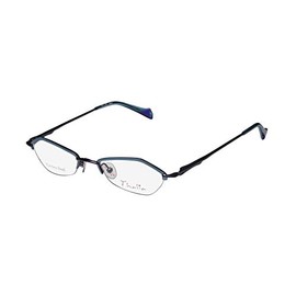 Thalia Beso Womens/Ladies Designer Half-rim Spring Hinges Stainless Steel Unique Design Hot Eyeglasses/Eyewear (46-18-135, Blue/Purple)