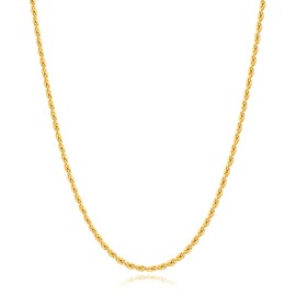 Andsion 14k Gold Plated Rope Chain for Men trendy, 3.0mm Stainless Steel Necklace for Men, Sturdy & Non Tarnish Gold Rope Chain Necklaces Mens Jewelry Gift 20 Inch