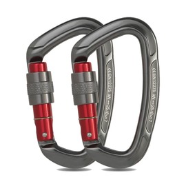 2 Clips de Mosquetón de 25 KN, Mosquetón Resistente con Bloqueo de Tornillo, Certificado UIAA, Aluminio de Aviación, Fuerte y Liviano, Ideal para Escalada en Roca, Montañismo, Trabajo Aéreo