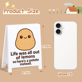 Funny Positive Potato Desk Sign Creative Cute Potato Office Decor for Birthday Gifts Party Decoration Life Was All Out of Lemons So Here's a Potato Instead White Elephant Gifts for Coworkers Friends
