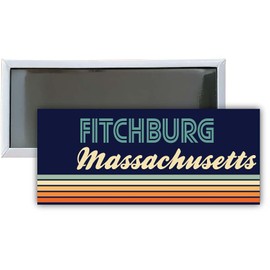 Fitchburg Massachusetts Souvenir 4.75x2-Inch Rectangle Fridge Magnet Retro Design