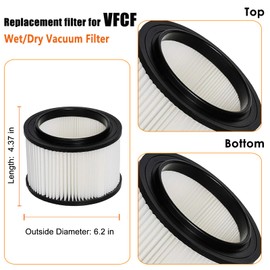 LVJUSEN Universal VFCF Replacement Washable Filter fits Vacmaster 4 Gallon VFB511B 0201 Beast/ VWMB508 0101/ VF408/ VF409/ Professional VF410P, with 4x Foam Sleeve-2 Pack