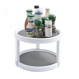 Lazy Susan Turntable 2 Tier Non Slip Rotating Spice Rack 25cm Cupboard Organizer 360 Rotating Spice Organizer for Cupboard Pantry Kitchen Countertop Dining Table Cabinet