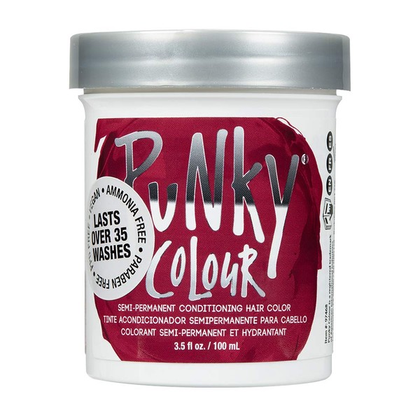 Punky Poppy Red Semi Permanent Conditioning Hair Color, Non-Damaging Hair Dye, Vegan, PPD and Paraben Free, Transforms to Vibrant Hair Color, Easy To Use and Apply Hair Tint, lasts up to 25 washes, 3.5oz