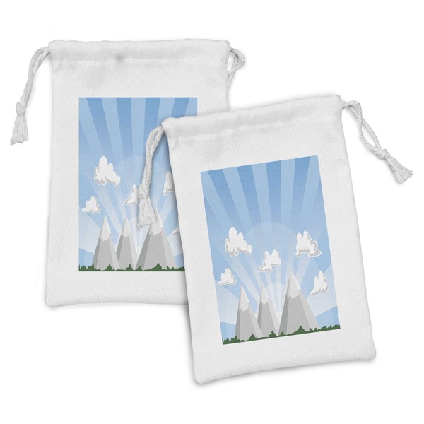 Lunarable Low Poly Mountain Fabric Pouch Set of 2, Cartoon