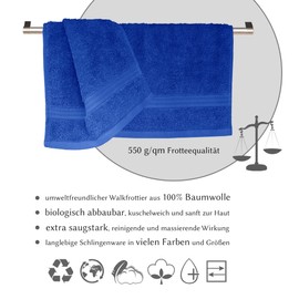 Lashuma Flannel 30 x 30 cm, Set of 2 Wash Cloths Blue - Royal Blue, Linz Cotton Terry Towelling Towels