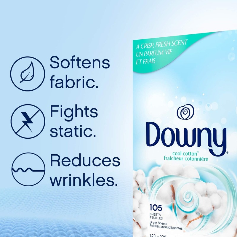 Downy Dryer Sheets Laundry Fabric Softener, Cool Cotton, 240 Count,