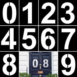 Sporgo 30 cm di grandi numeri: 10 stencil a combinazione in materiale PET, stencil per pittura con numeri fai da te, stencil per torte, da 0 a 9 cifre per pittura, graffiti, pareti e pavimenti