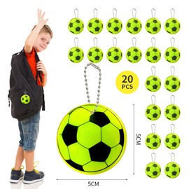 Capaneus Children's Reflectors, Pack of 20 Football Reflector Pendants, Light Pendants, School Bag, Football Keyring, Safety Reflector Pendant for School Bag, Clothing, Backpack, Cycling