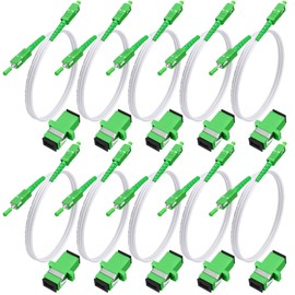 Tellegloww 10 Pack 3ft / 1M SC/APC to SC/APC Fiber Optic Internet Cable Single Mode Fiber Optic Jumper Patch Cord ATT & Connector 9/125um Compatible with OS1/OS2 White LSZH OD-3.0mm