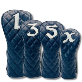 Golf Headcover, Stylish, Cool, Premium Quilted Headcover, Available in 5 Different Colors, High Quality Quilting Material and Sophisticated Design, Adult Style (Navy Blue, UT)