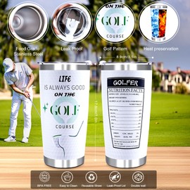 CAKKA - Juego de 9 piezas de regalo de golf para hombre, vaso, toalla, calcetines, llavero, pulsera, tarjeta de agradecimiento; caja de regalo; perfecto para golfista, papá, Navidad