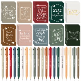 Fulmoon 120 Pcs Back to School Gifts Inspirational Notepads Pens Gifts Bulk Inspirational Mini Notebooks Motivational Pens for Students from Teacher Coworker Employee Team (Retro)