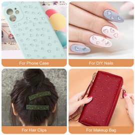 HINZIC 600pcs Transparent Heart Nail Charm 3D Mixed Size Cute Love Hearts Rhinestones Flat Resin Crystal Clear Diamonds Valentine Wedding Prom Nail Art Decoration Accessories for Women