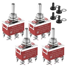 Joinfworld Momentary Toggle Switch 12V DC 3 Way 30 Amp DPDT 6 Pin (ON)-Off-(ON) Waterproof Marine Toggle Switch 12 Volt Heavy Duty with Boot Cover Cap for Automotive Boat Auto Air Train - 4Pack