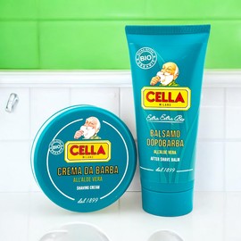 Cella, Luxury Organic Gift Set, Included Cella’s Organic Aloe Vera Shave Cream, After Shave Lotion & Boar Bristle Shave Brush, Made In Italy