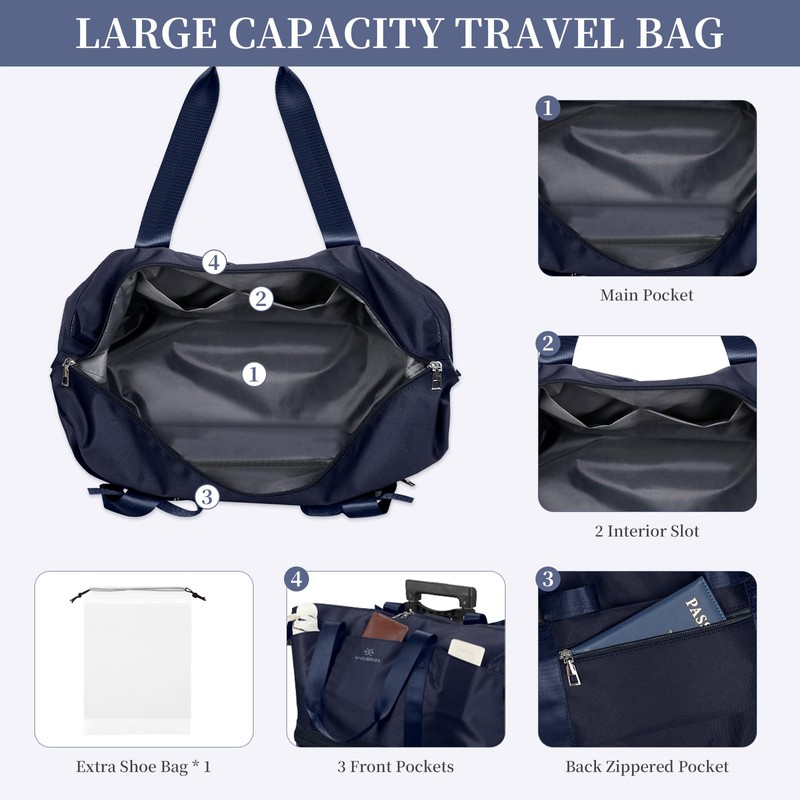 Rolling Duffel Bag with Detachable Wheels & Handle,Expandable Foldable Travel