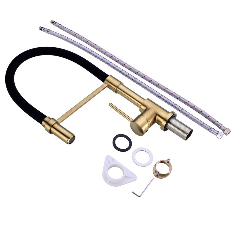 Pirooso Gold and Black Kitchen Faucet, Kitchen Sink Faucet with