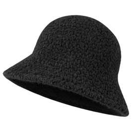 GADIEMKENSD Winter Plush Bucket Hat Faux Fur Fuzzy Bucket Hats for Women Warm Fluffy Sherpa Hat Furry Fisherman Hat for Ski Travel Black