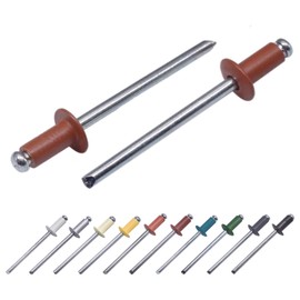 Pack of 100 Painted Blind Rivets 3.2 x 8 mm, Dome Head, DIN 7337, Aluminium Rivets and Steel Mandrel, Pop Rivets (100, Copper Brown RAL 8004)