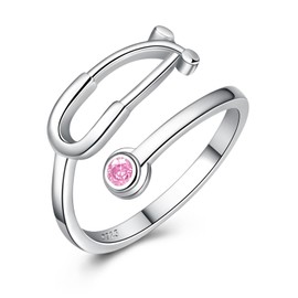 Silver Stethoscope Heartbeat Ring - Nurse Necklace for Women Graduation Student Doctor Friend Mother - Forever Love Jewelry